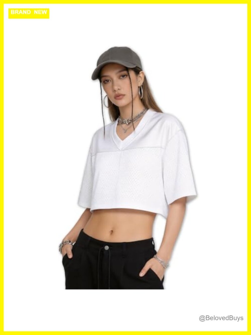 Y2K Mesh Crop Top V Neck Short Sleeve Jersey Streetwear Tee